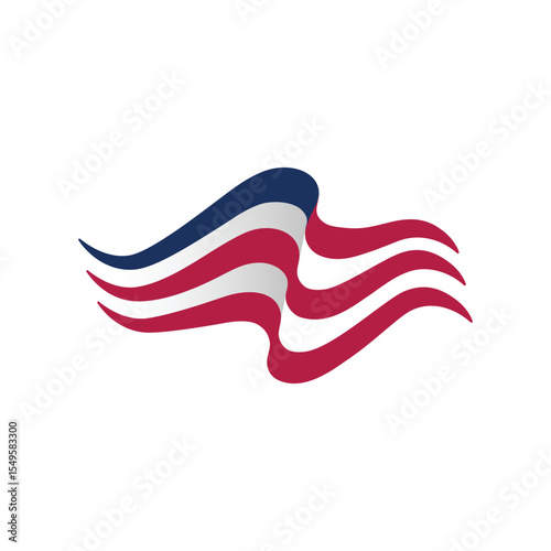 USA American flag silhouette in blue red and white colors logo vector icon graphic image design banner background template