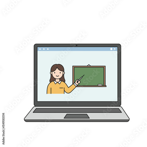Laptop screen showing an online class with a teacher