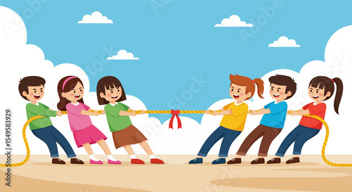 Kids Tug-of-War Teamwork, Competition, and Fun Outdoor Games for Children