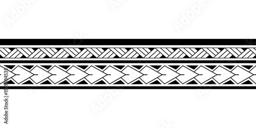Maori Polynesian tattoo bracelet. Tribal sleeve seamless pattern vector.