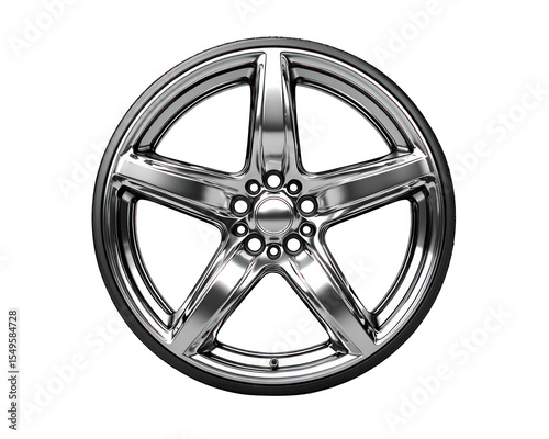 Chrome alloy wheel, five spokes, polished finish
