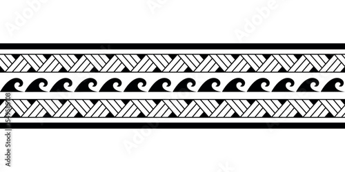 Maori Polynesian tattoo bracelet. Tribal sleeve seamless pattern vector.