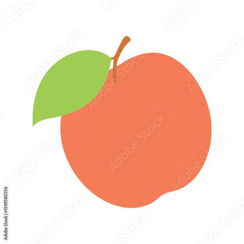 Fresh Organic Nectarine Fruit Flat Minimal Vector Illustration