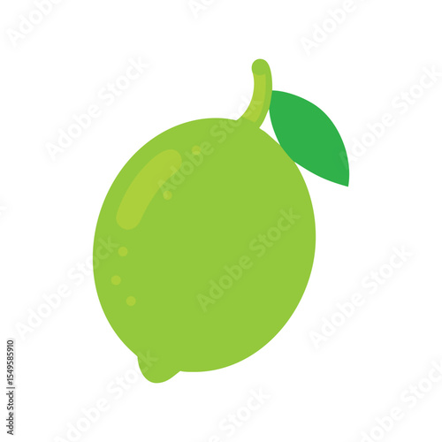 Juicy Green Lime Citrus Fruit Flat Vector Icon Isolated on White