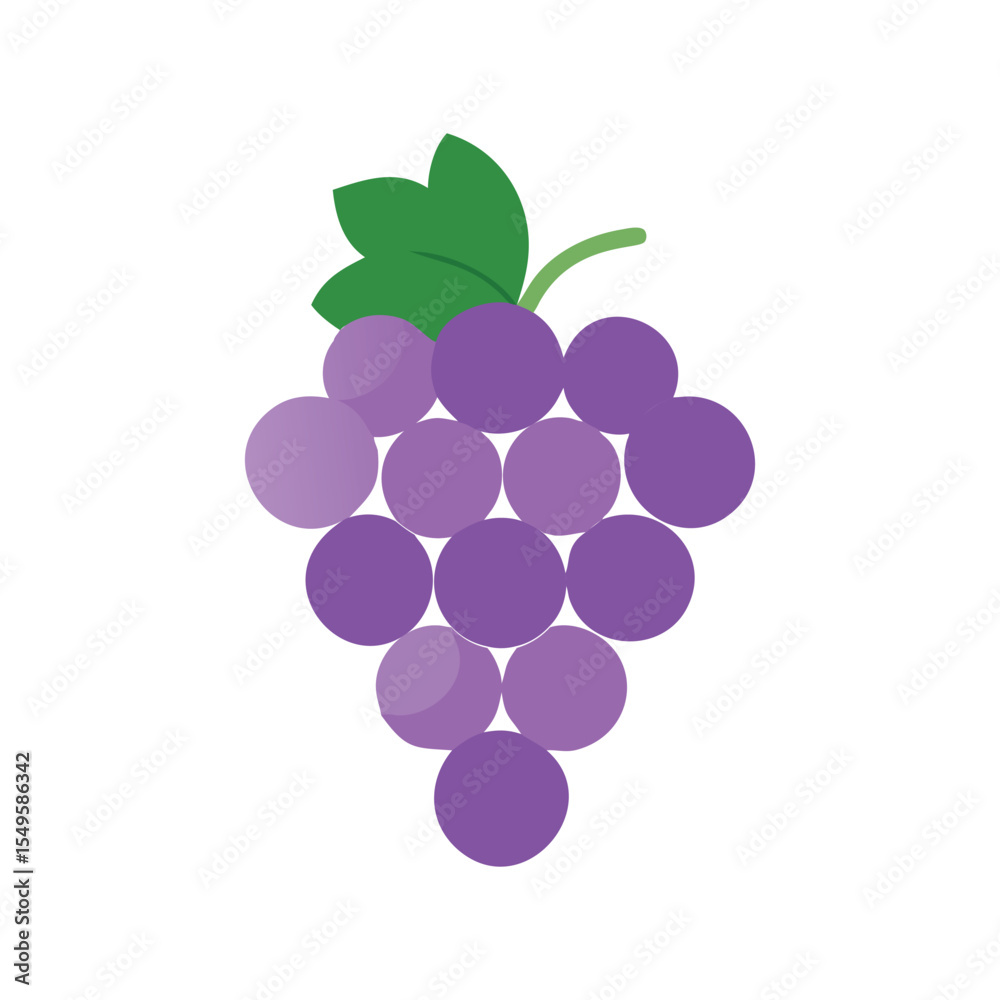 Bunch of Purple Grapes with Single Leaf Vector Icon Bunch of Purple Grapes with Single Leaf Vector Icon
