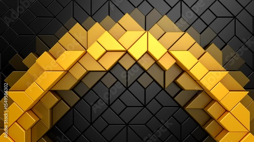 Geometric Shapes Form a Wave. Abstract motion, two color, 3d rendering, 4k resolution
