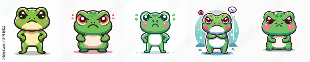 Obraz premium funny frog vector is showing angry expression