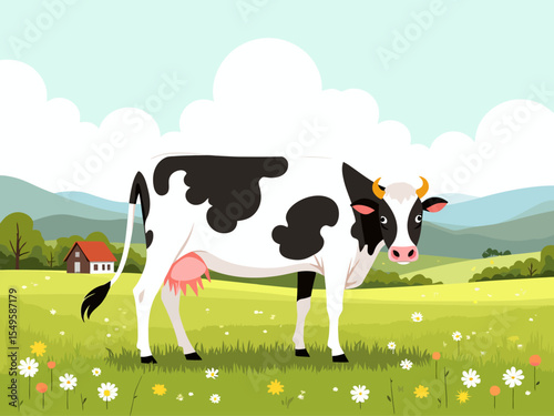  milk with nature and cow background