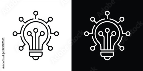 innovative lightbulb circuit icon set. containing bright idea and advanced technology for the future of artificial intelligence, thin line and color style icon symbol sign. vector illustration
