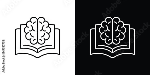 enlightenment blending brain and book icon set. contain mind meets knowledge, education brain book, innovation thin line and color style icon symbol sign for your app and web. vector illustration