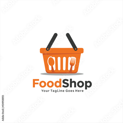 Fresh Food Shopping Logo design vector template