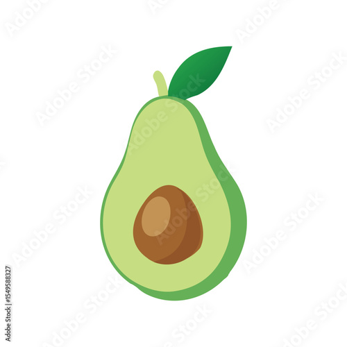 Fresh Green Avocado Half with Pit Healthy Fruit Vector Icon