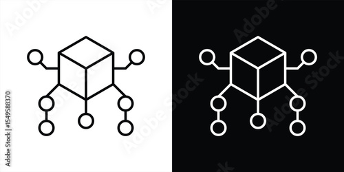 connectivity icon set. contain circuit, cube, modern network interface thin line and color style icon symbol sign for your app and web. vector illustration