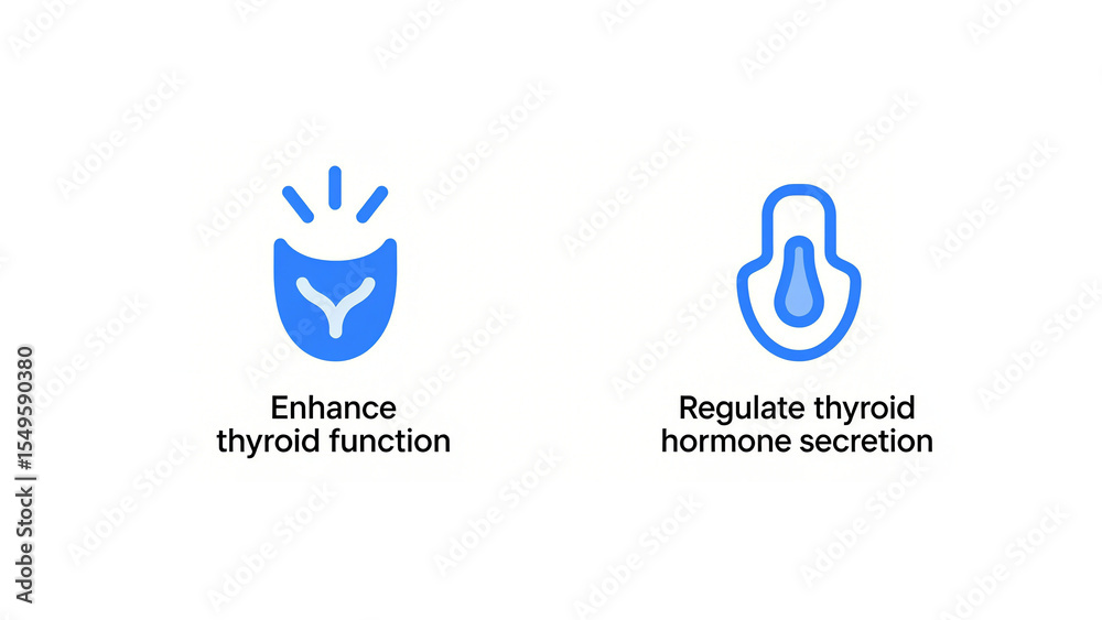 Fototapeta premium The blue thyroid related icon represents the concept of enhancing thyroid function and regulating hormone secretion, suitable for thyroid health and endocrine regulation scenarios.