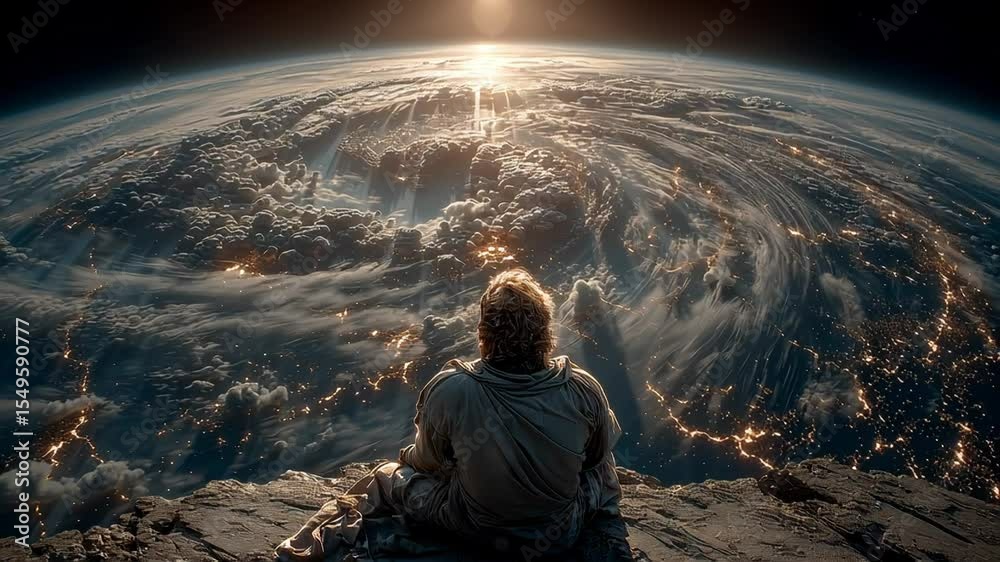 custom made wallpaper toronto digitalJesus as the redeemer watching over the earth from space	