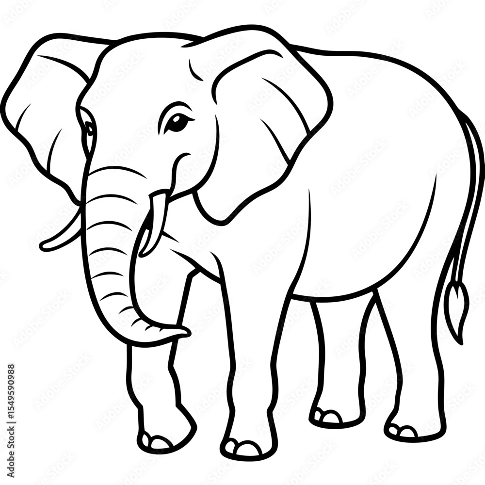 Fototapeta premium Elephant line art vector