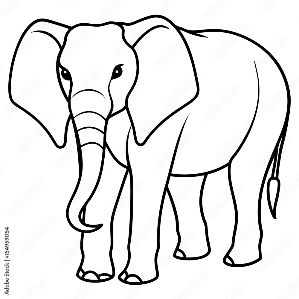 Fototapeta premium Elephant line art vector