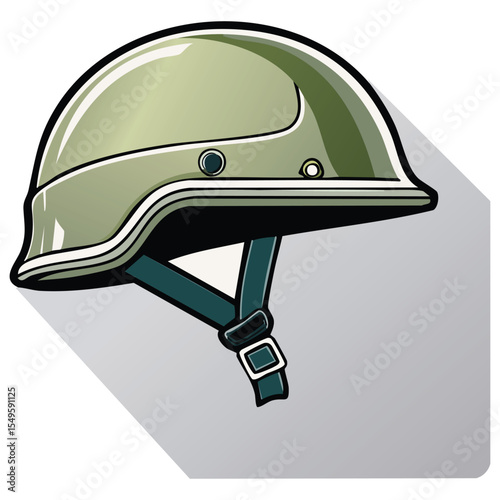 Flat Vector Military Helmet Icon for Soldier Gear and Combat Protection

