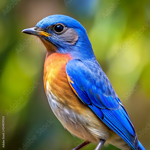 close-up of a vibrant bluebird with colorful feathers in nature
