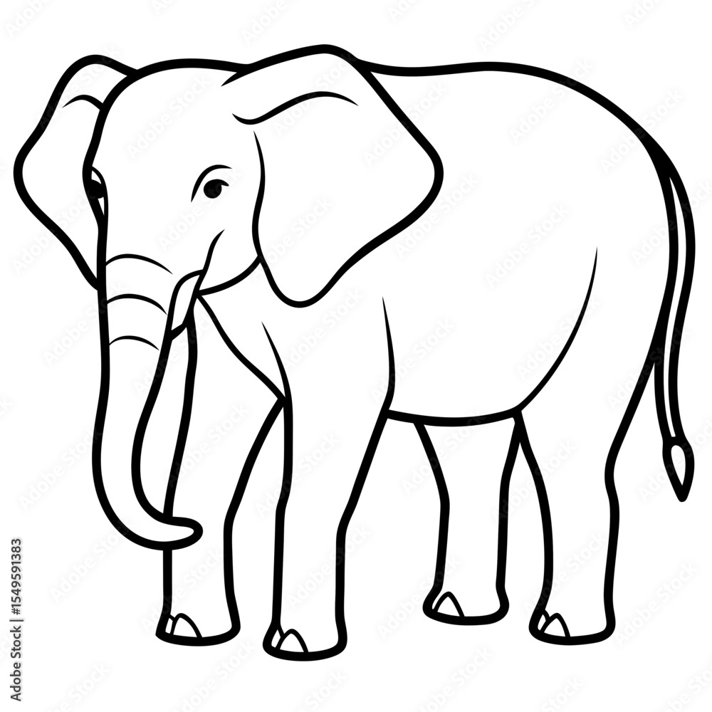 Fototapeta premium Elephant line art vector