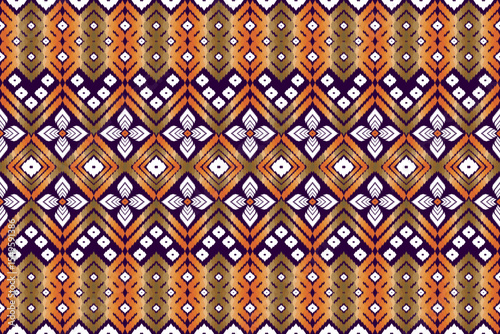Abstract geometric design of ethnic, western fashion for Pakistani, Indian, Arab rugs, fabric, clothing, rugs, vector illustration, embroidery style, seamless, and wallpaper.