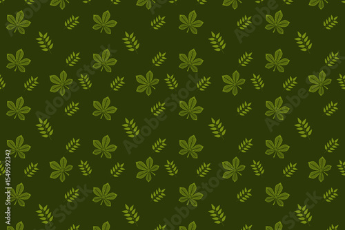 Seamless green floral pattern. Green floral texture.