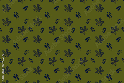 Seamless floral pattern on green background. Beautiful floral texture.