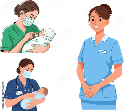 midwife, nurse, caregiver, healthcare professional