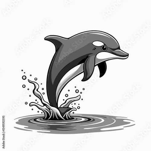 Playful dolphin leaping from water, marine joyfulness