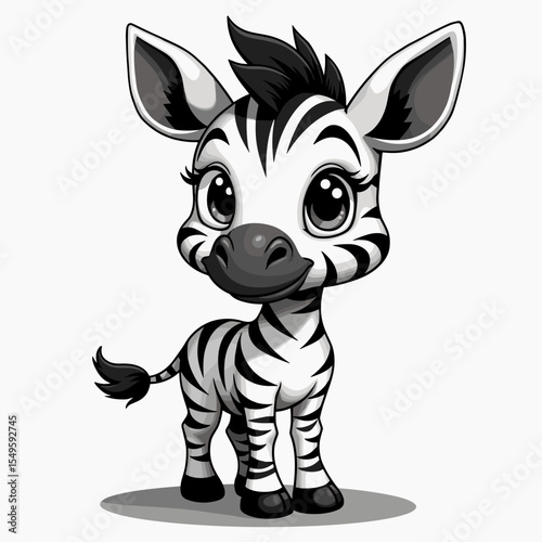 Cute cartoon zebra smiling playfully, vibrant illustration