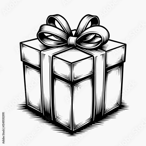 Decorative gift box with bow, celebration and surprise concept