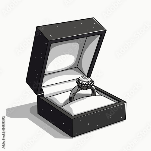 Elegant diamond ring in luxurious box, symbol of commitment