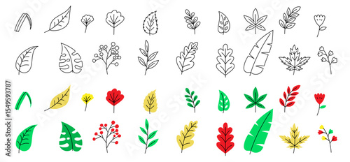 leaf doodle hand drawing icon leaves foliage nature