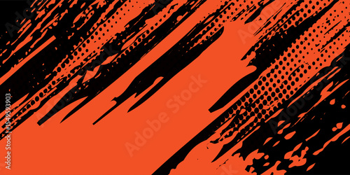 orange black brush Car sticker wrap pattern banner abstract sporty lines black orange color combination grunge brush modern pattern racing motorsport vector