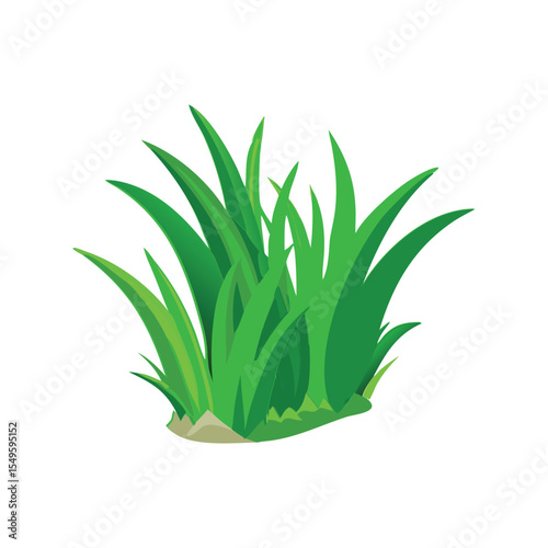 Canvas-taulu Green grass clump flat minimal vector illustration, simple lawn element, fresh n