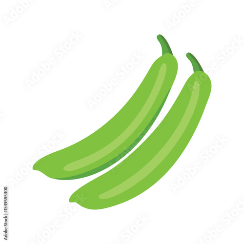 Green beans flat minimal vector illustration, simple vegetable icon, healthy food, modern design element

