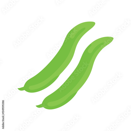 Green beans flat minimal vector illustration, simple vegetable icon, healthy food, modern design element

