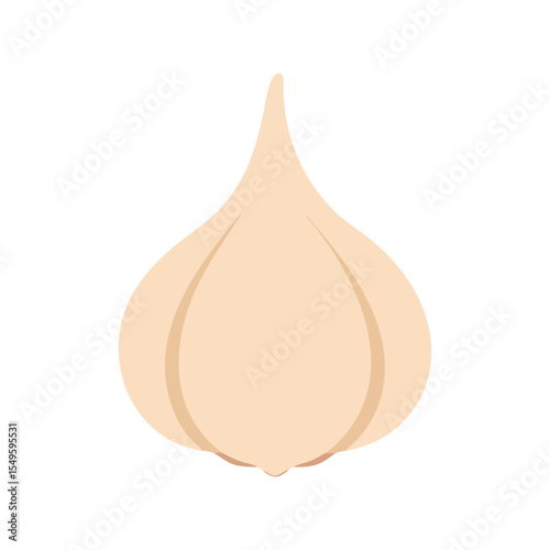 Garlic flat minimal vector illustration, simple white bulb vegetable icon