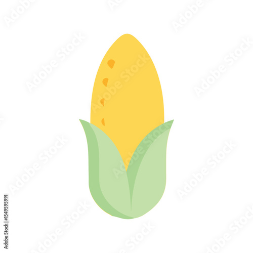 Corn flat minimal vector illustration, simple yellow vegetable icon, healthy food, modern design

