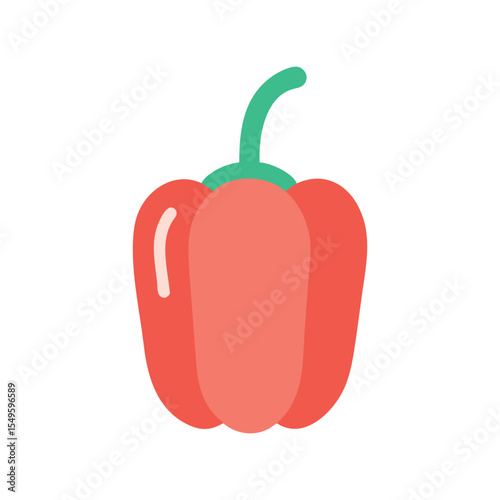 Capsicum flat minimal vector illustration, simple colorful pepper icon, healthy vegetable food design

