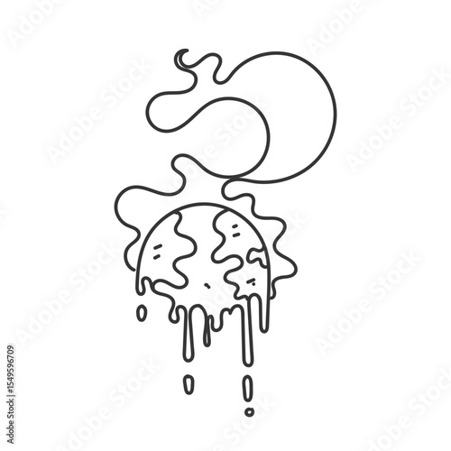 earth melted because of heat in doodle cartoon