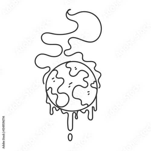 earth melted because of heat in doodle cartoon