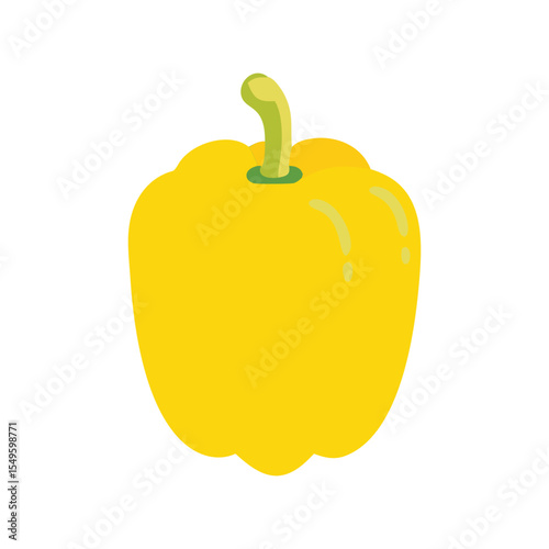 Yellow capsicum flat minimal vector illustration, simple bell pepper icon, fresh vegetable food design


