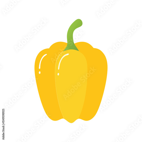 Yellow capsicum flat minimal vector illustration, simple bell pepper icon, fresh vegetable food design

