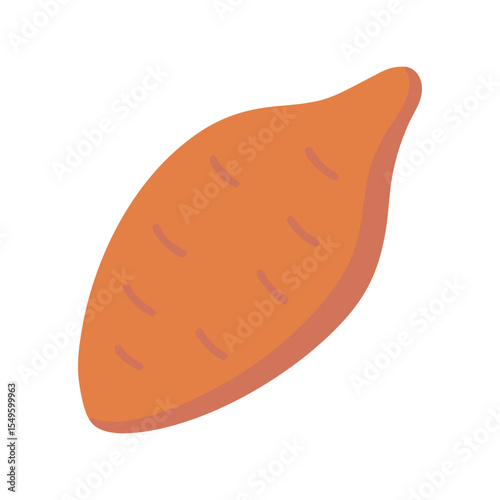 Sweet potato flat minimal vector illustration, simple root vegetable icon, healthy food design element

