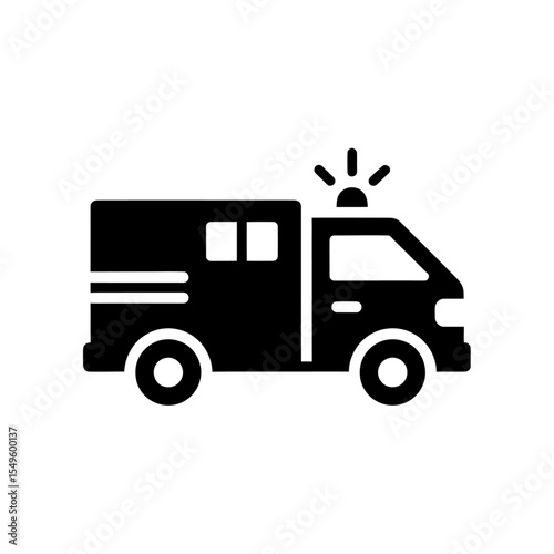 Ambulance Icon Vector Solid Glyph For Emergency Medical Service And Hospital Transport First Responder Vehicle For Urgent Healthcare And Paramedic