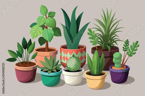 Potted cactus plant with green leaves, a natural home decoration
