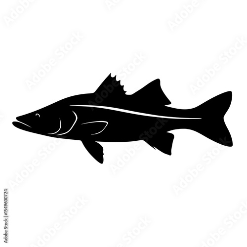 Bold Snook Fish Silhouette with Streamlined Shape and Distinctive Line