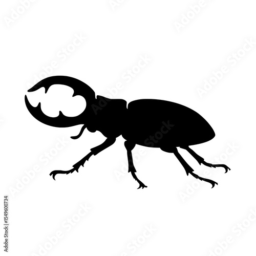 Bold Black Stag Beetle Silhouette Capturing the Intricate Mandibles and Legs