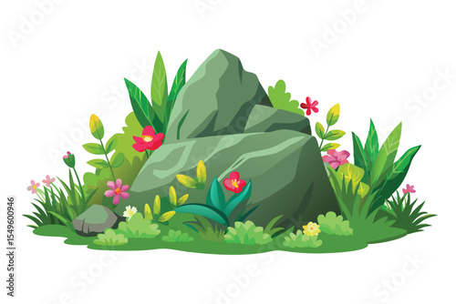 Vibrant Easter eggs nestled in a bouquet of flowers and grass, perfect for a festive spring holiday decoration